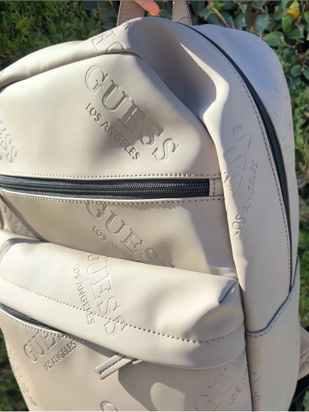 GUESS Cream Embossed Logo Men's Backpack